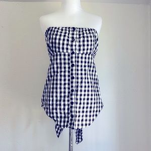 Anthropologie FEI Gingham Strapless Top
